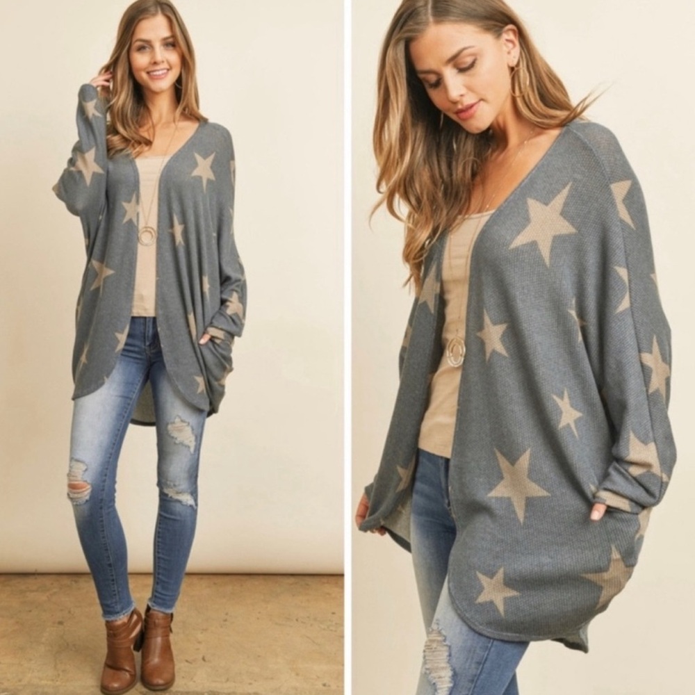 Gray Star Pattern Women's Sweater